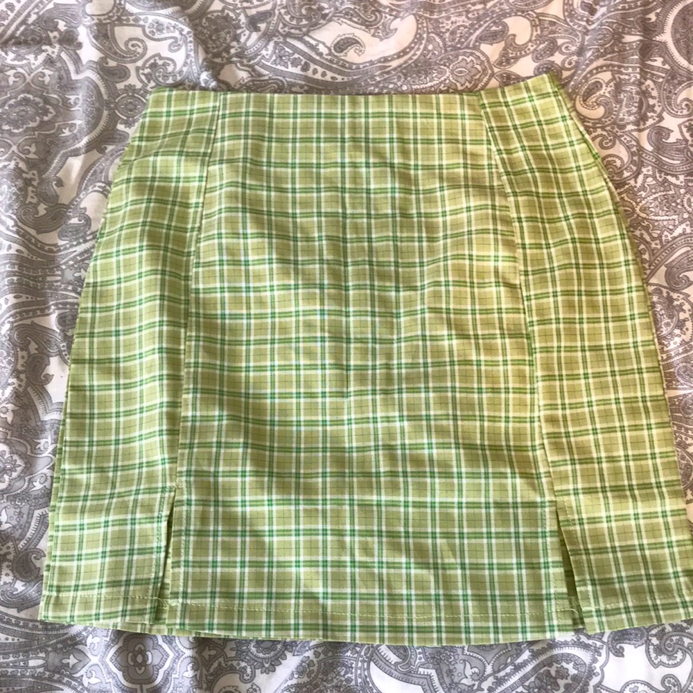 Light green plaid skirt